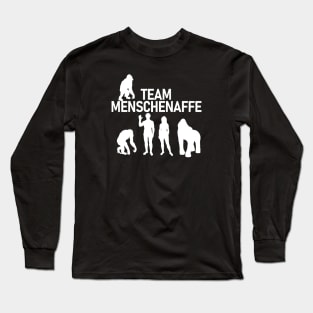 "TEAM GREAT APE" in German, Gorilla Human Chimp Menschenaffe Long Sleeve T-Shirt